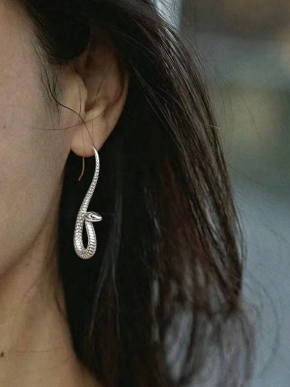 Python Snake Shaped Dramatic Ear Hooks Earrings